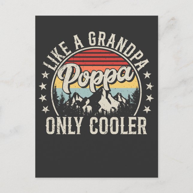 Poppa Like a Grandpa Only Cooler Retro Postcard (Front)