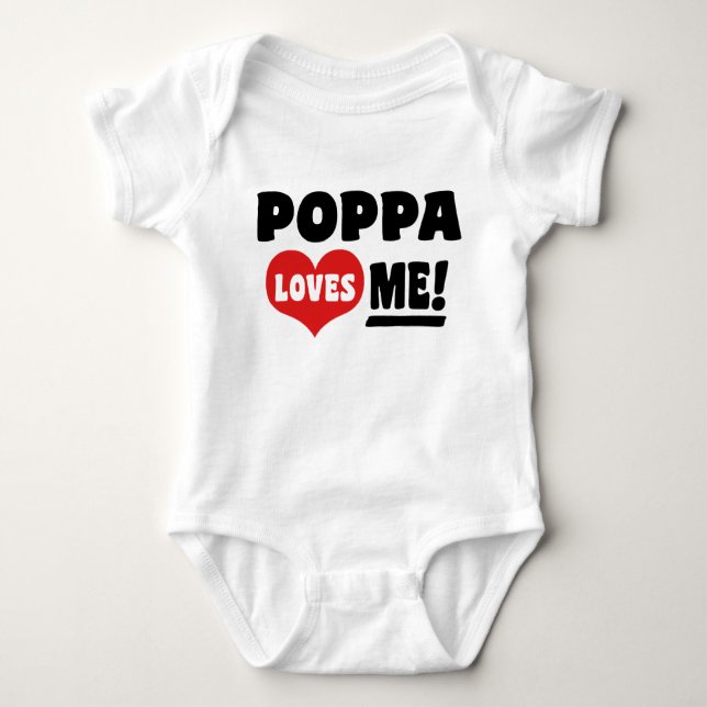 Poppa Loves Me Baby Bodysuit (Front)
