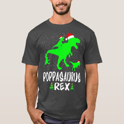 Poppa T Rex Matching Family Christmas Dinosaur Shi T_Shirt