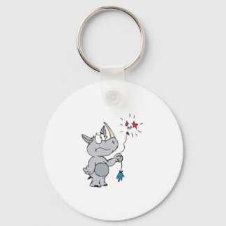 popped balloon sad rhino keychain