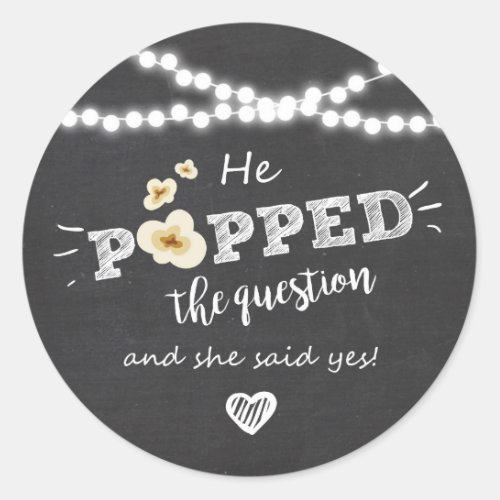 Popped the Question Engagement favor tag Sticker