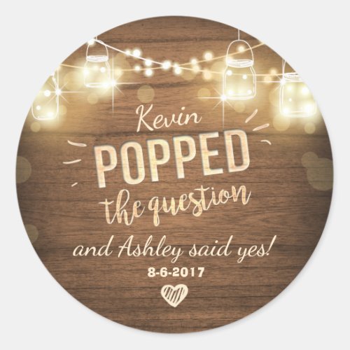 Popped the Question Engagement favor tag Sticker