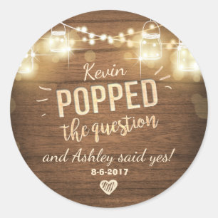 Popped the Question Engagement favor tag Sticker
