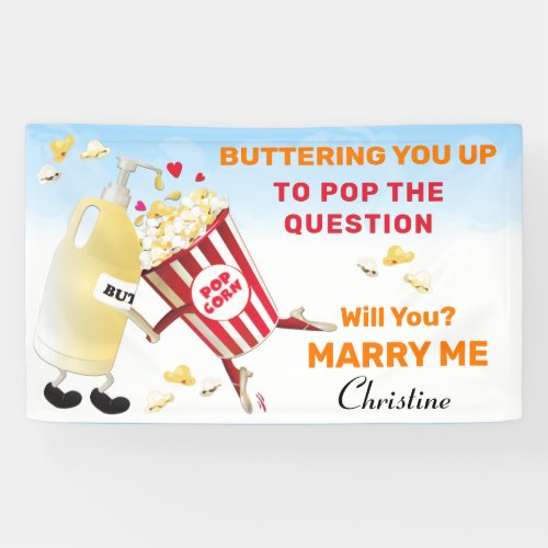Popped The Question Popcorn Proposal Banner