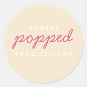 Popped the Question Popcorn Welcome Bag Sticker