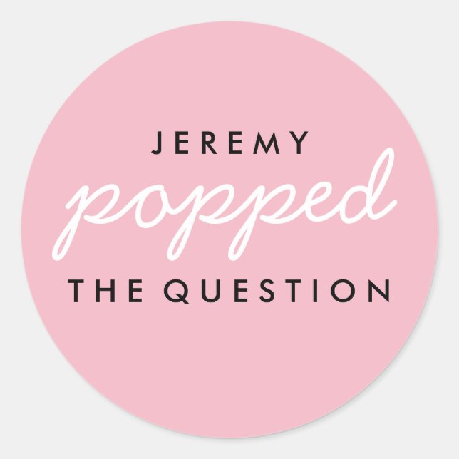 Popped the Question Popcorn Welcome Bag Sticker (Front)