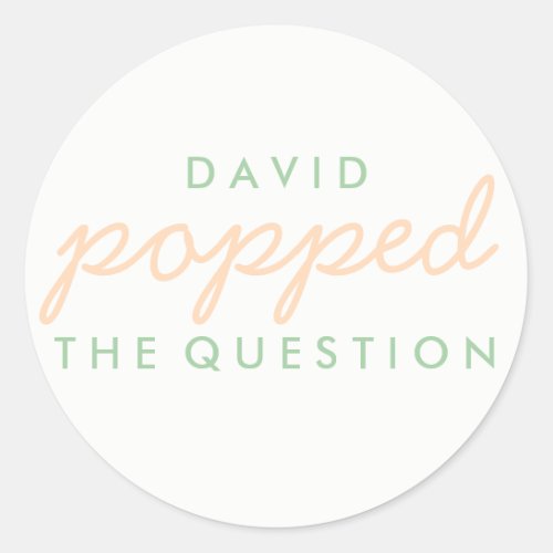 Popped the Question Popcorn Welcome Bag Sticker