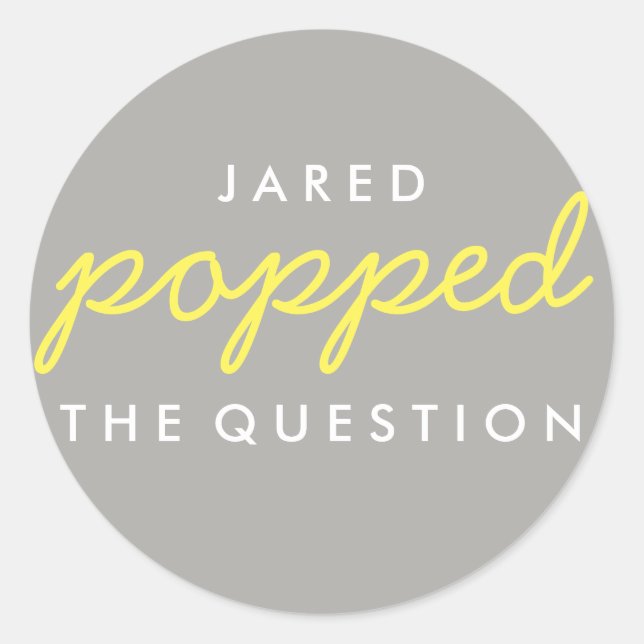 Popped the Question Popcorn Welcome Bag Sticker (Front)