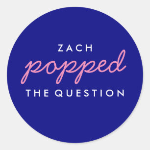 Popped the Question Popcorn Welcome Bag Sticker