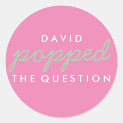 Popped the Question Popcorn Welcome Bag Sticker