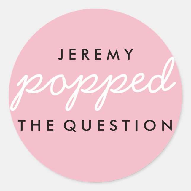 Popped the Question Popcorn Welcome Bag Sticker (Front)