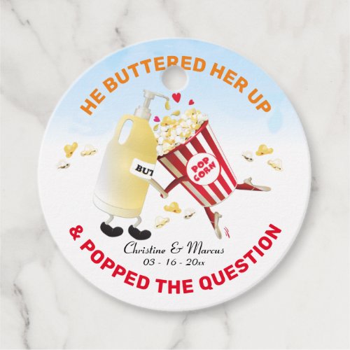Popped The Question Popcorn with Butter Engagement Favor Tags