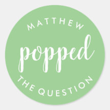 Popped the Question Sticker Sage Green