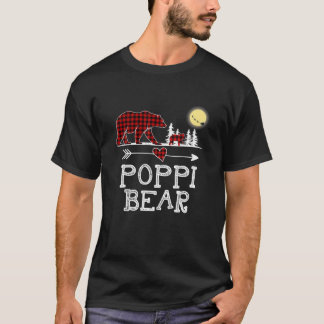 Poppi Bear Christmas Pajama Red Plaid Buffalo T-Shirt