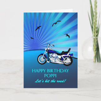 Poppi Birthday Motorbike Sunset Card