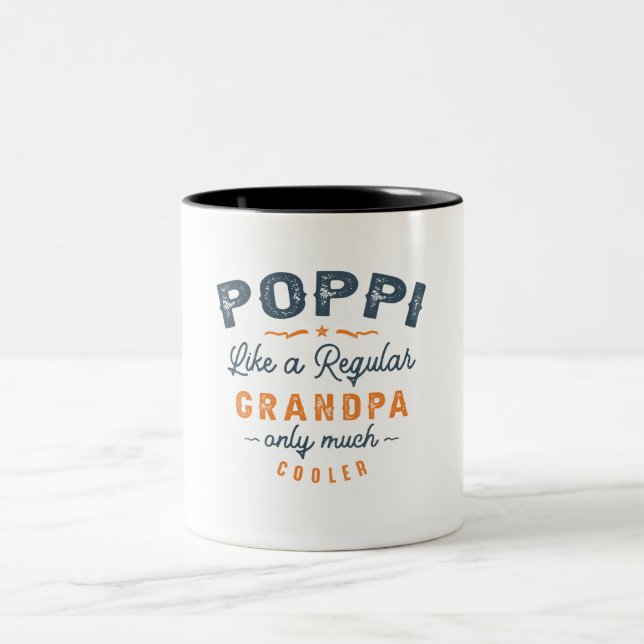 Poppi Like a Regular Grandpa Funny Fathers Day Two-Tone Coffee Mug (Center)