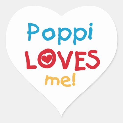 Poppi Loves Me T_shirts and Gifts Heart Sticker