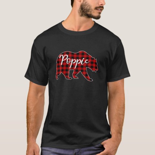 Poppie Bear Buffalo Plaid Christmas Family Pajama T_Shirt