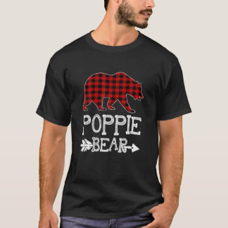 Poppie Bear Christmas Xmas Pajama Red Plaid Buffal T-Shirt