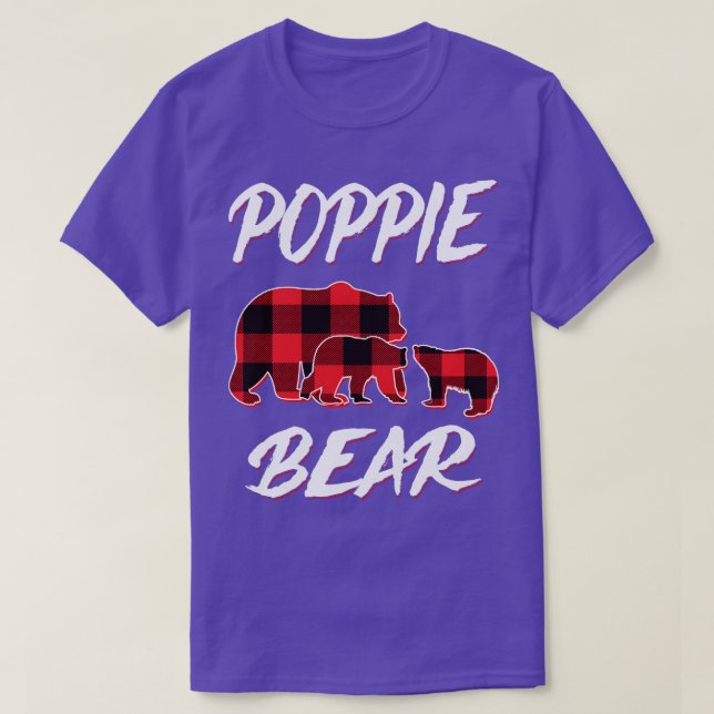 Poppie Bear Red Plaid Christmas Pajama Matching Fa T-Shirt (Design Front)