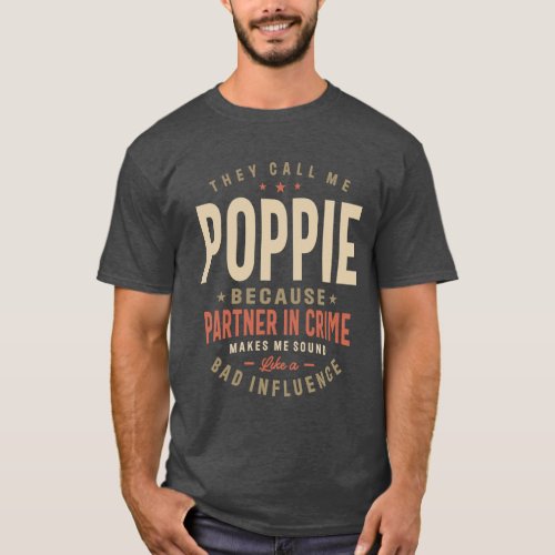 Poppie _ Partner in Crime _ Fathers Day T_Shirt