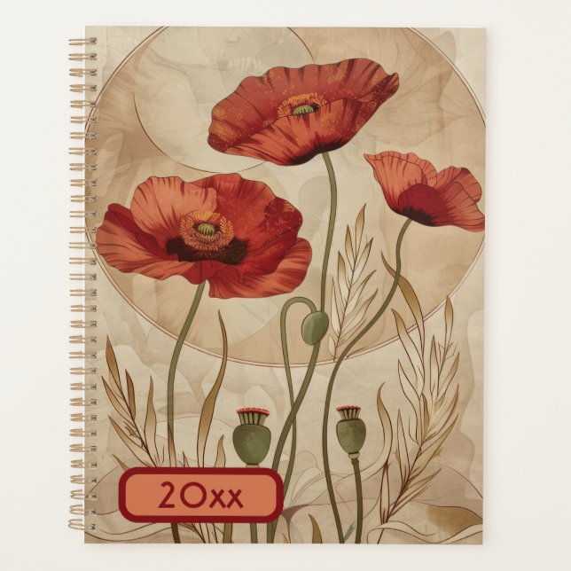 Poppies 20XX  Classic Spiral Planner Digital Art (Front)