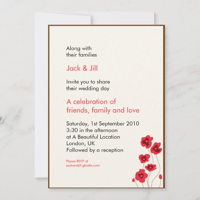 Poppies 5x7 invitation (Front)