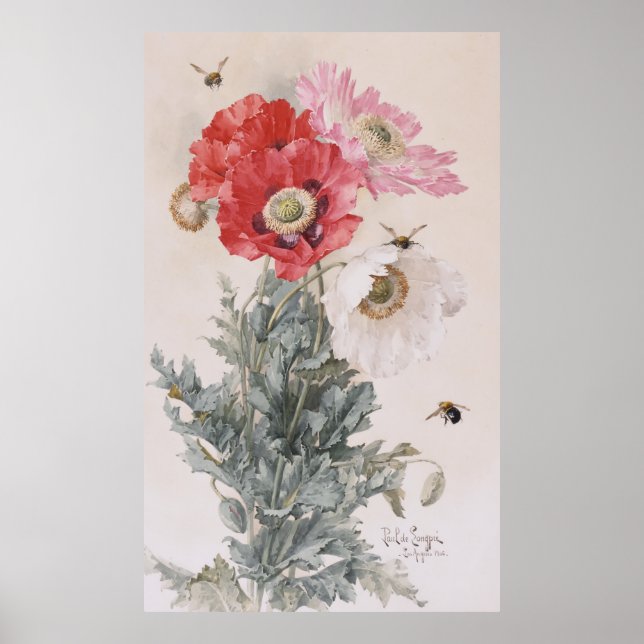 Poppies and Bees Poster (Front)