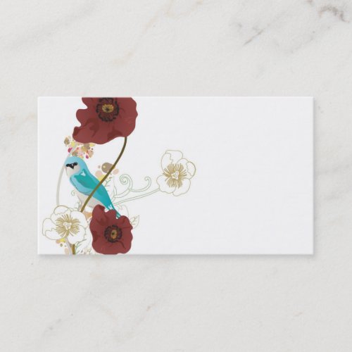 Poppies and bird Business Card
