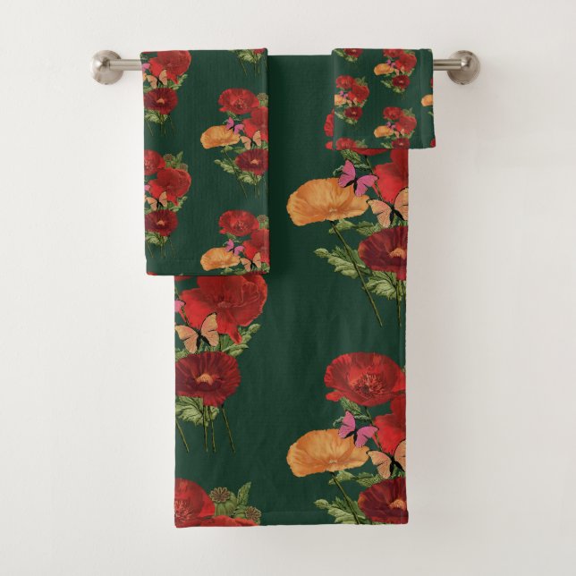 Poppies And Butterflies  Bath Towel Set (Insitu)