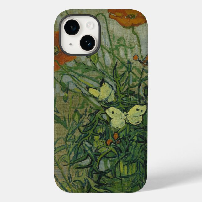 Poppies and Butterflies by Vincent Van Gogh Case-Mate iPhone Case (Back)