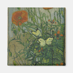 Poppies and Butterflies by Vincent Van Gogh  Magnet