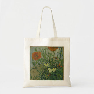 Poppies and Butterflies by Vincent Van Gogh Tote Bag