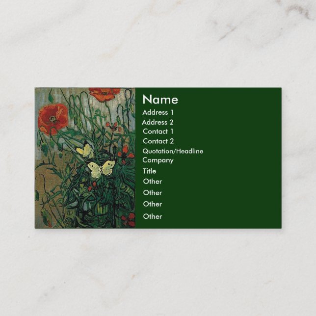 Poppies and Butterflies (F748) Van Gogh Fine Art Business Card (Front)
