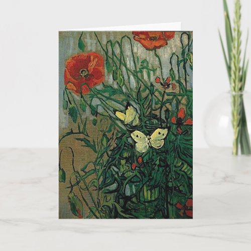 Poppies and Butterflies F748 Van Gogh Fine Art Card