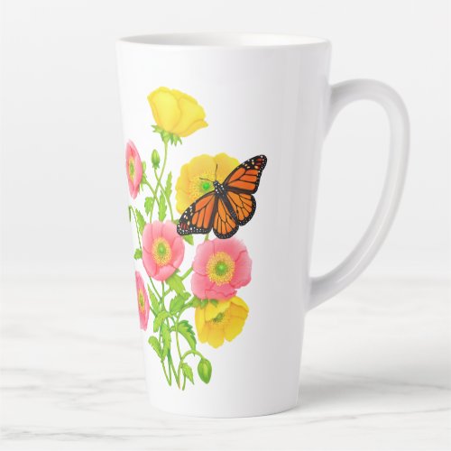 Poppies and Butterflies Fine Art Latte Mug