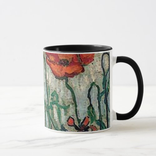 Poppies and Butterflies Van Gogh Fine Art Mug