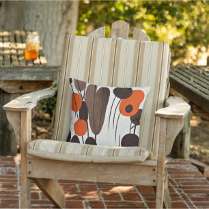 Poppies and catttails minimalist art outdoor pillow