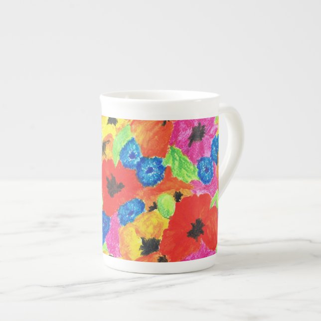 Poppies and Cornflowers Bone China Mug (Front Right)