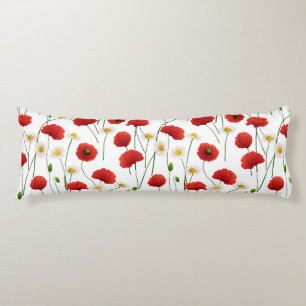 Poppies and daisies body pillow