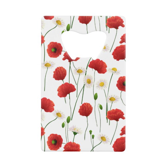 Poppies and daisies credit card bottle opener (Front)