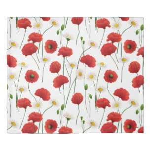 Poppies and daisies duvet cover