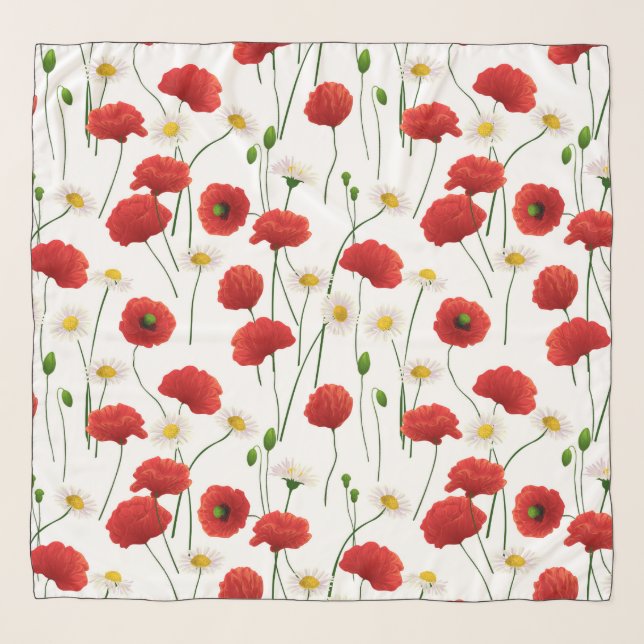 Poppies and daisies scarf (Front)
