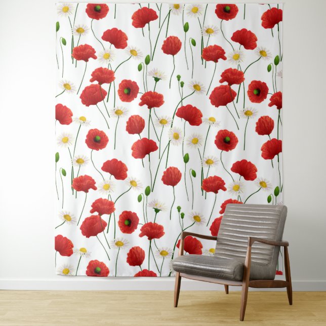 Poppies and daisies tapestry (In Situ)