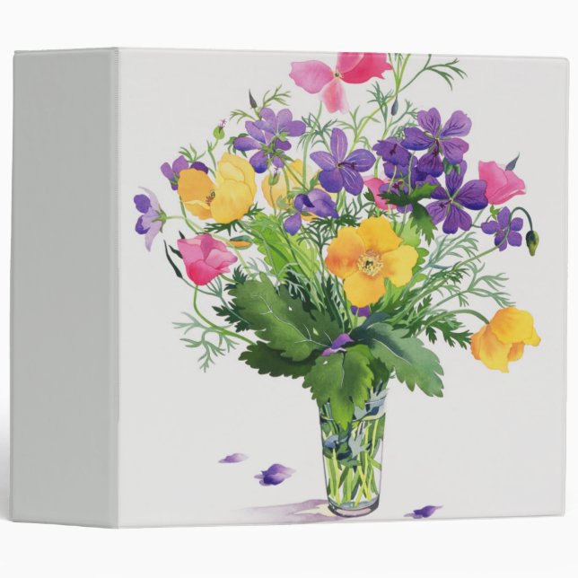Poppies and Geraniums 3 Ring Binder (Front/Spine)