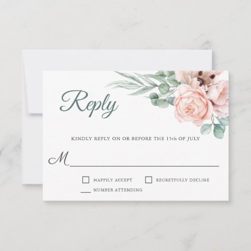 Poppies and Greenery Watercolor Boho Floral RSVP