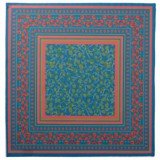 Poppies and Poppy Buds on Blue Cloth Napkins