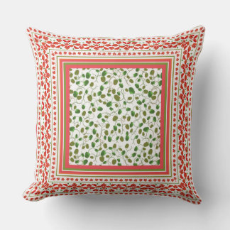 Poppies and Poppy Buds on White Pillow or Cushion