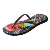 Poppies and stars modern colorful design flip flops (Angled)