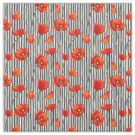 Poppies and stripes pattern fabric